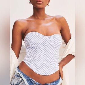 NEW SER.O.YA Melanie Corset top in Medium Light Blue Stripe​​​​​​​​